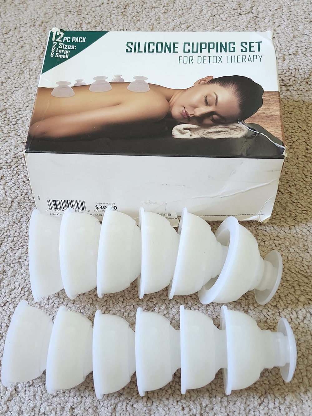 Soothe By Apana Silicone Cupping Set for Detox Therapy - White